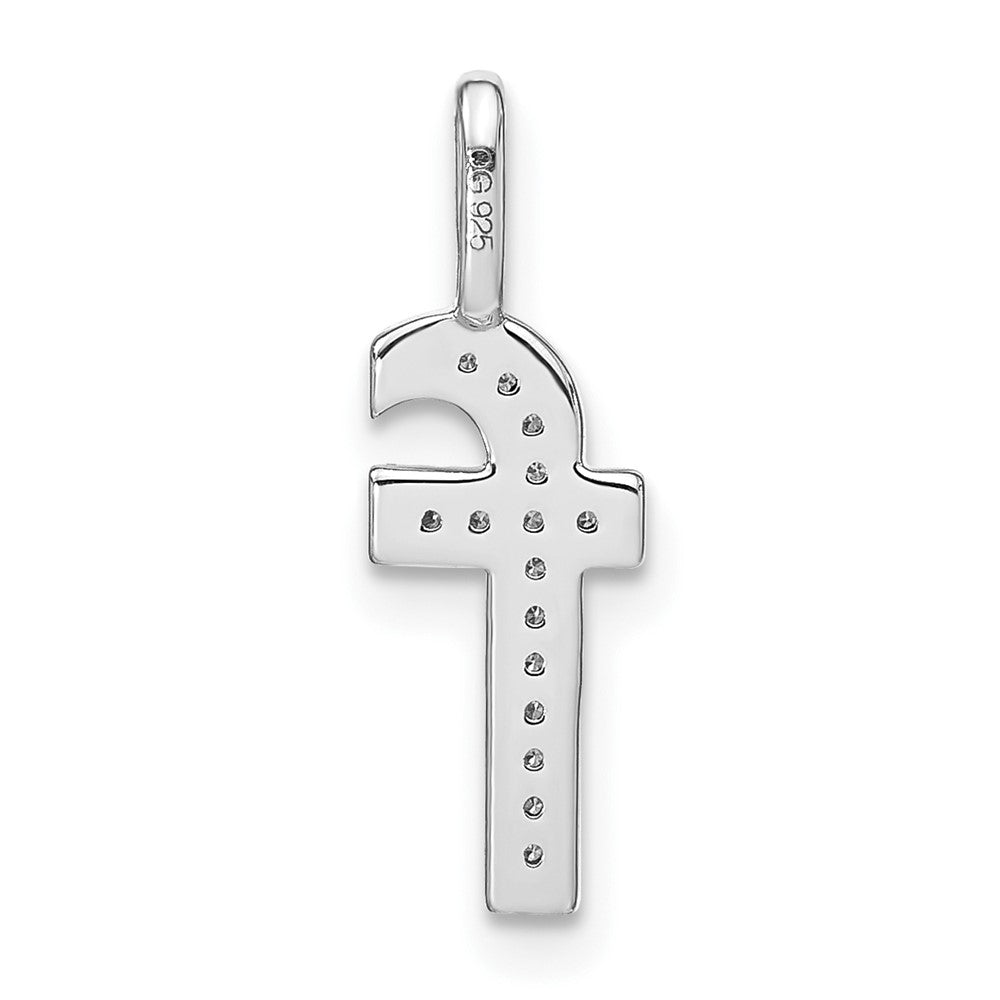 14K White Gold Diamond Lower Case Letter F Initial Pendant