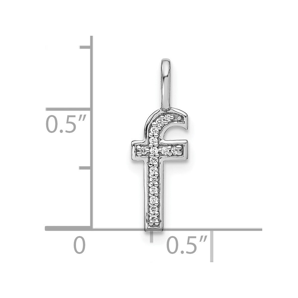 14K White Gold Diamond Lower Case Letter F Initial Pendant