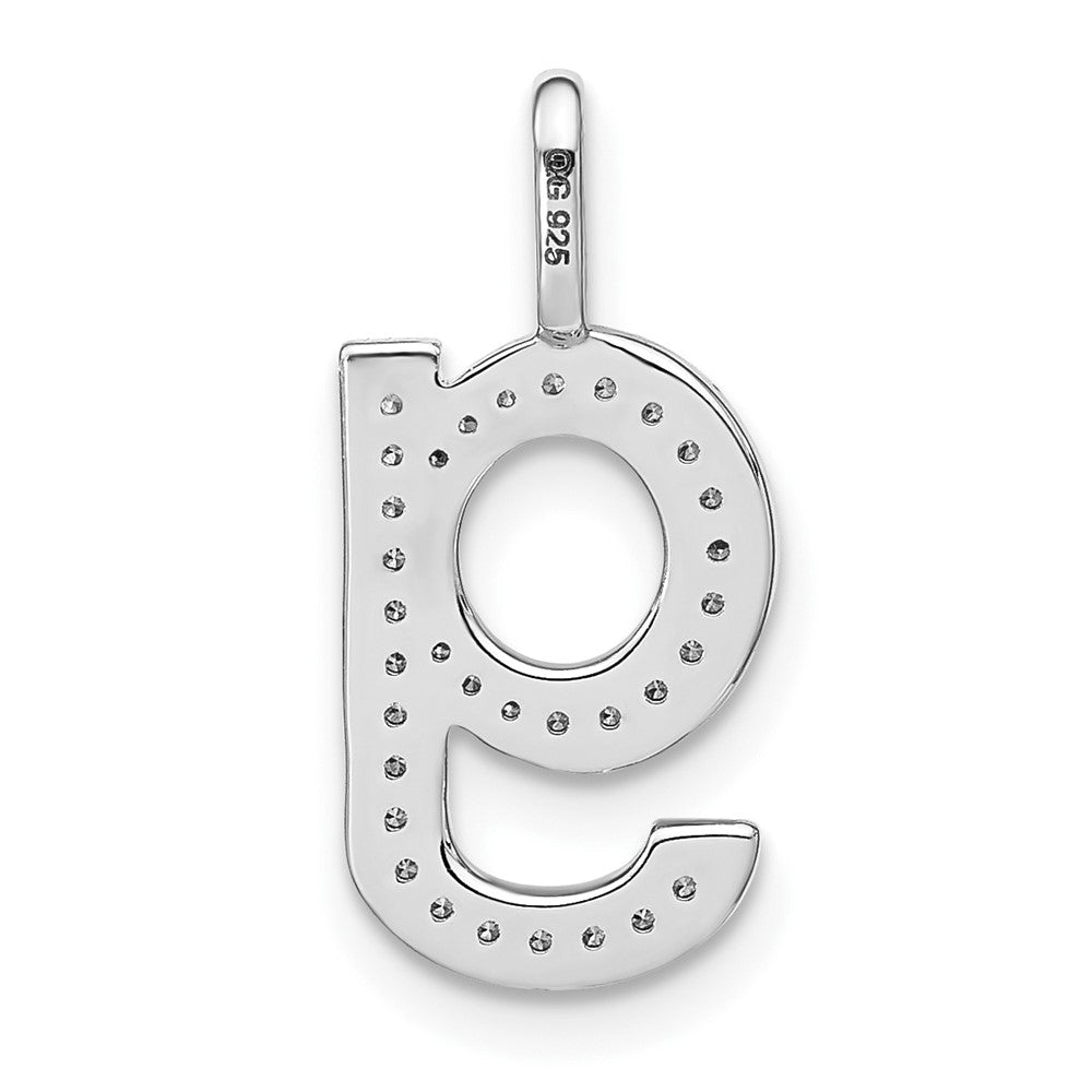14K White Gold Diamond Lower Case Letter G Initial Pendant