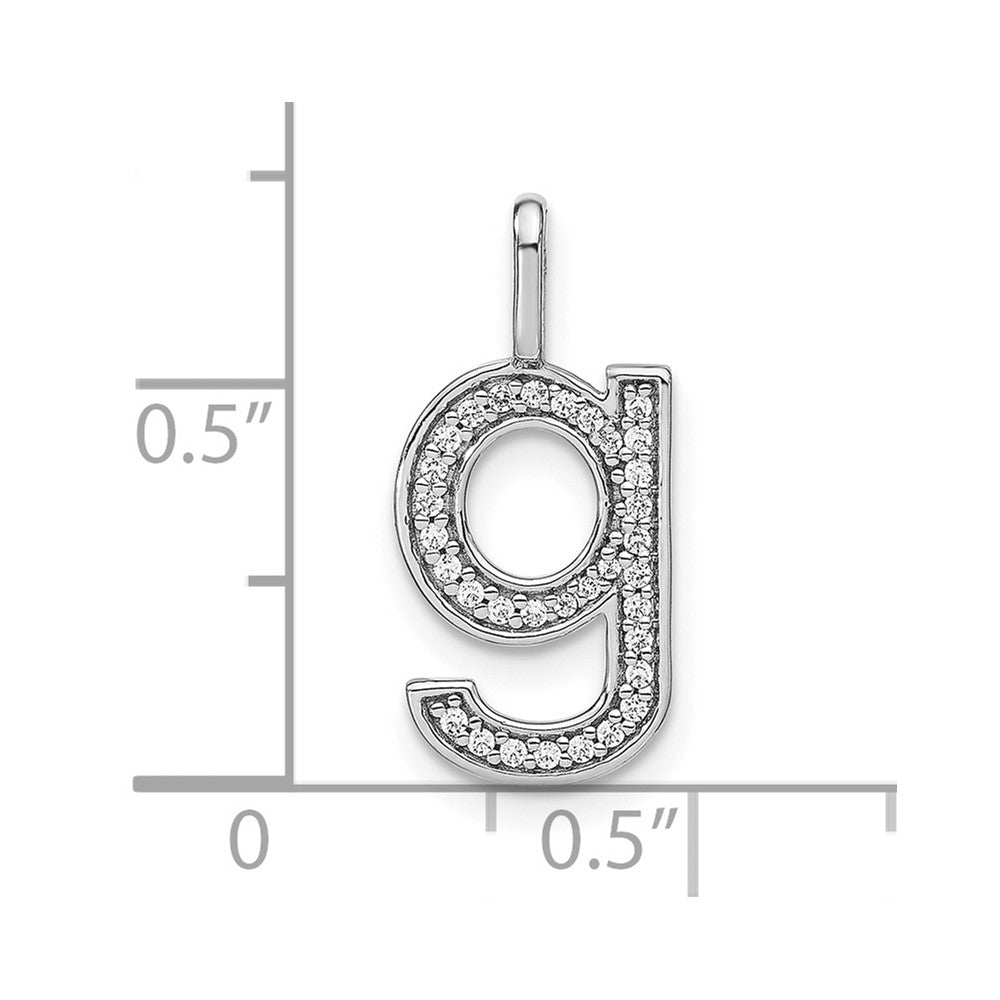 14K White Gold Diamond Lower Case Letter G Initial Pendant