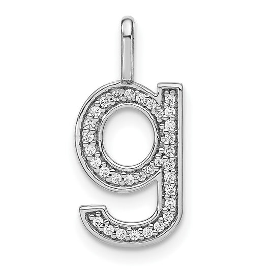14K White Gold Diamond Lower Case Letter G Initial Pendant