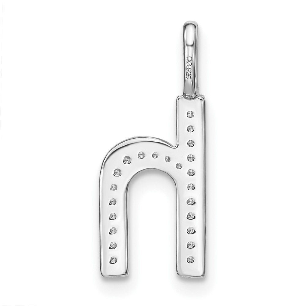 14K White Gold Diamond Lower Case Letter H Initial Pendant