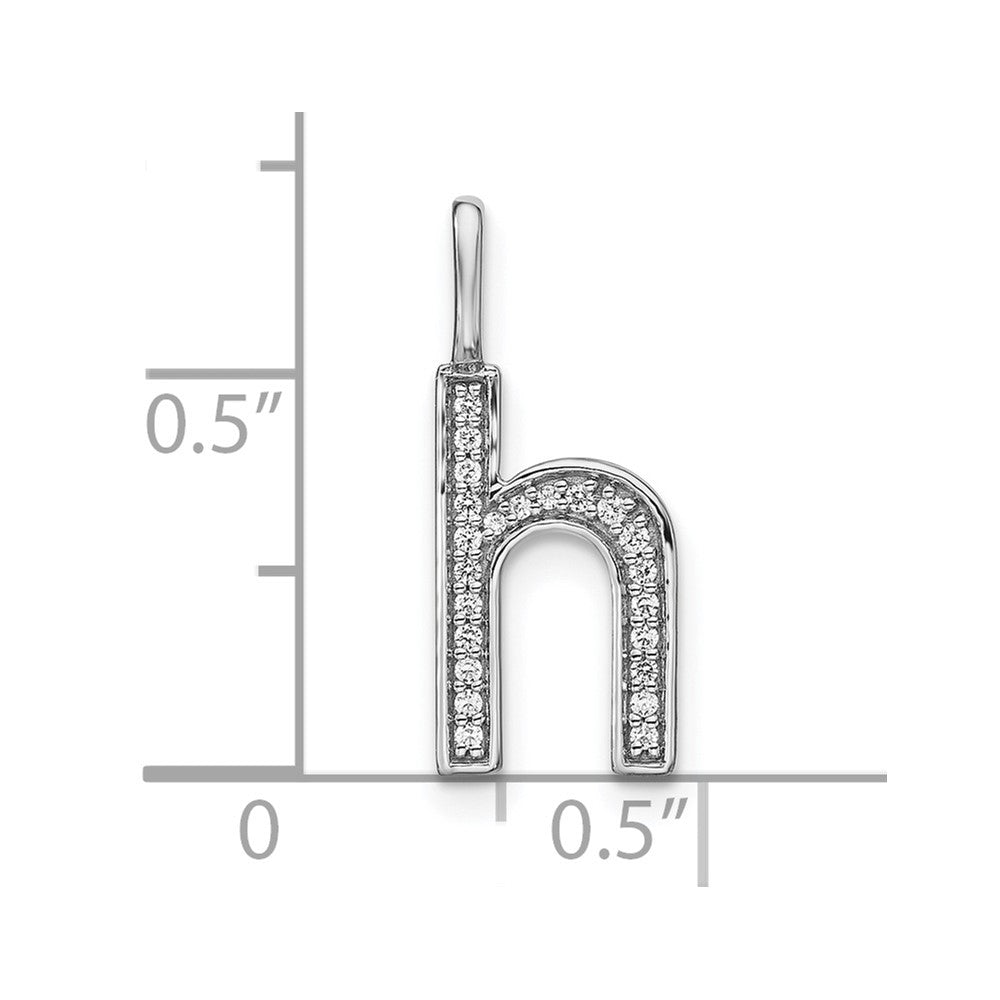 14K White Gold Diamond Lower Case Letter H Initial Pendant