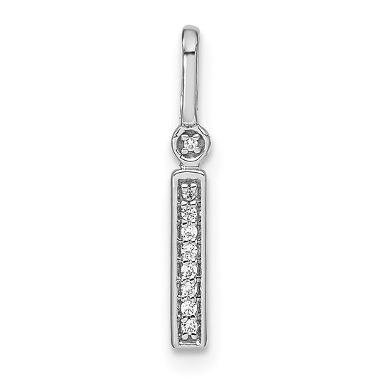 14K White Gold Diamond Lower Case Letter I Initial Pendant