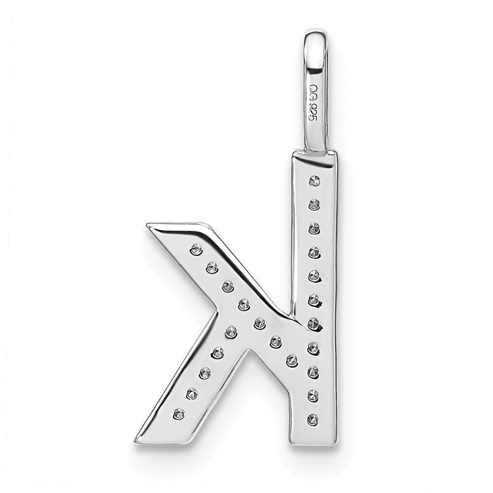 14K White Gold Diamond Lower Case Letter K Initial Pendant