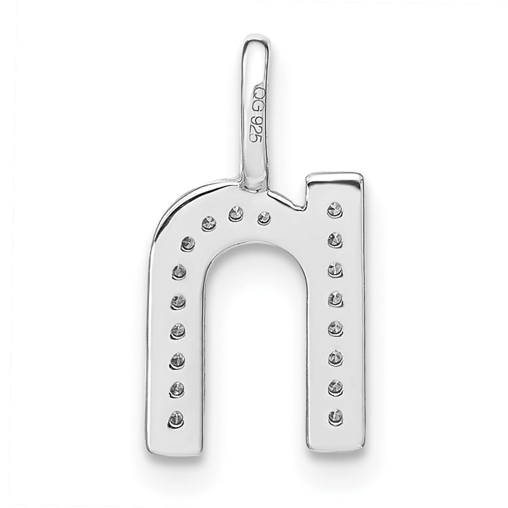 14K White Gold Diamond Lower Case Letter N Initial Pendant