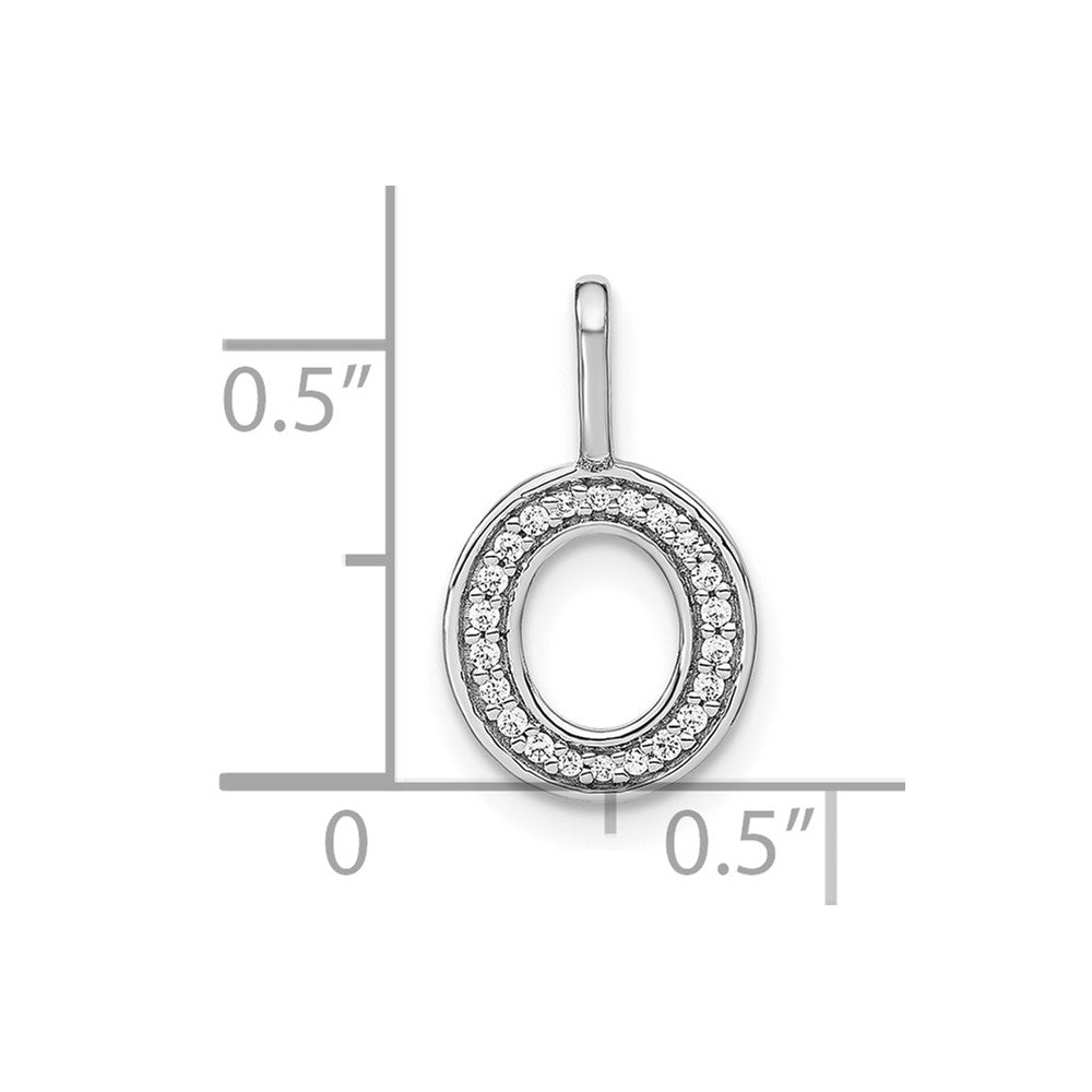 14K White Gold Diamond Lower Case Letter O Initial Pendant
