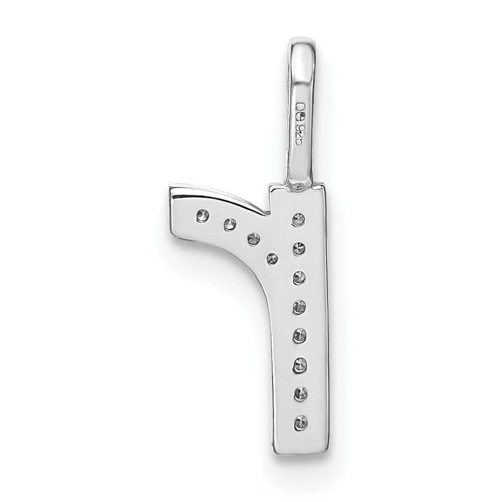 14K White Gold Diamond Lower Case Letter R Initial Pendant