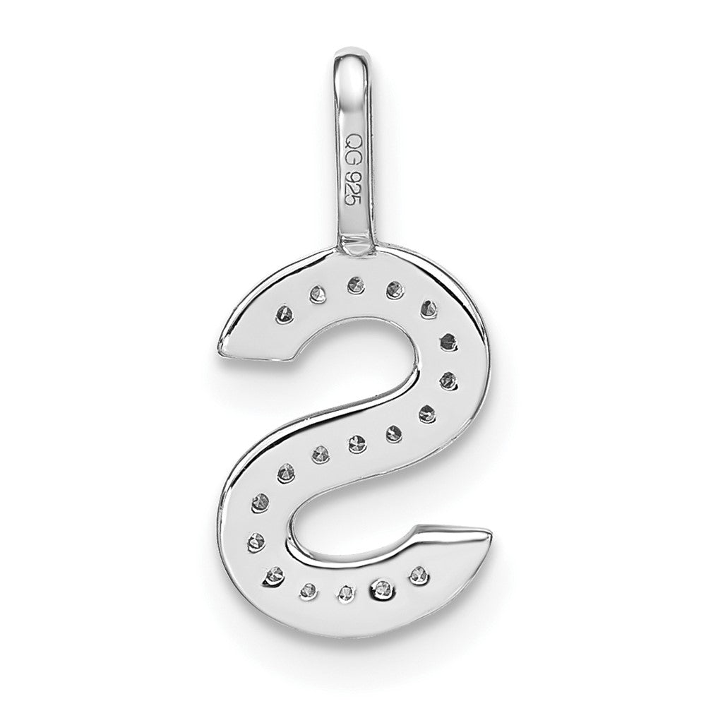14K White Gold Diamond Lower Case Letter S Initial Pendant