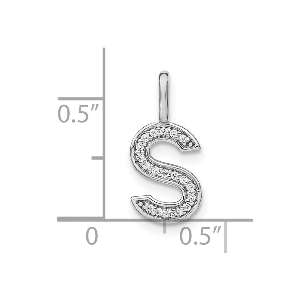 14K White Gold Diamond Lower Case Letter S Initial Pendant