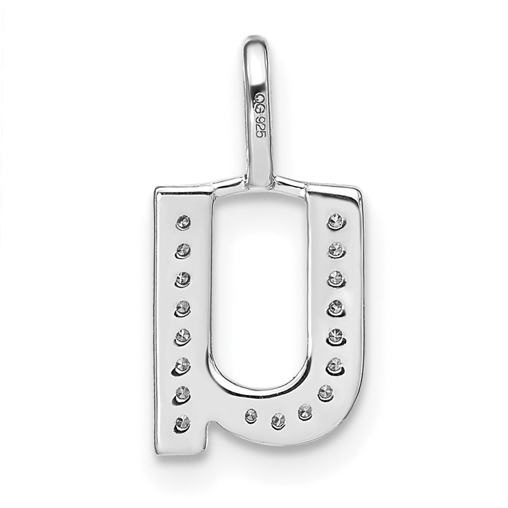 14K White Gold Diamond Lower Case Letter U Initial Pendant