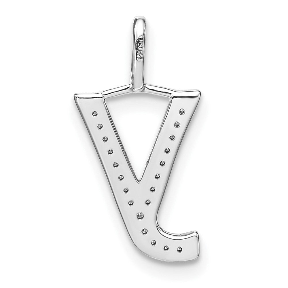 14K White Gold Diamond Lower Case Letter Y Initial Pendant