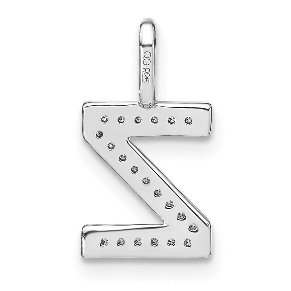 14K White Gold Diamond Lower Case Letter Z Initial Pendant