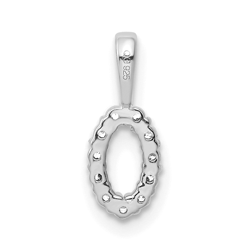 14k White Gold Diamond Number 0 Pendant