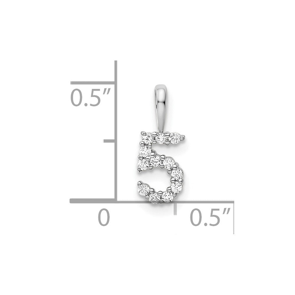 14k White Gold Diamond Number 5 Pendant