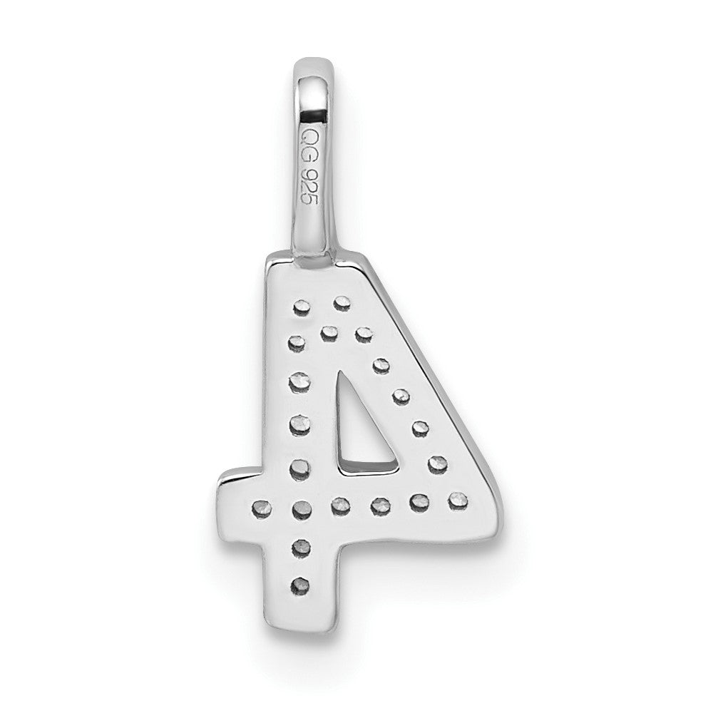14k White Gold Diamond Number 4 Pendant
