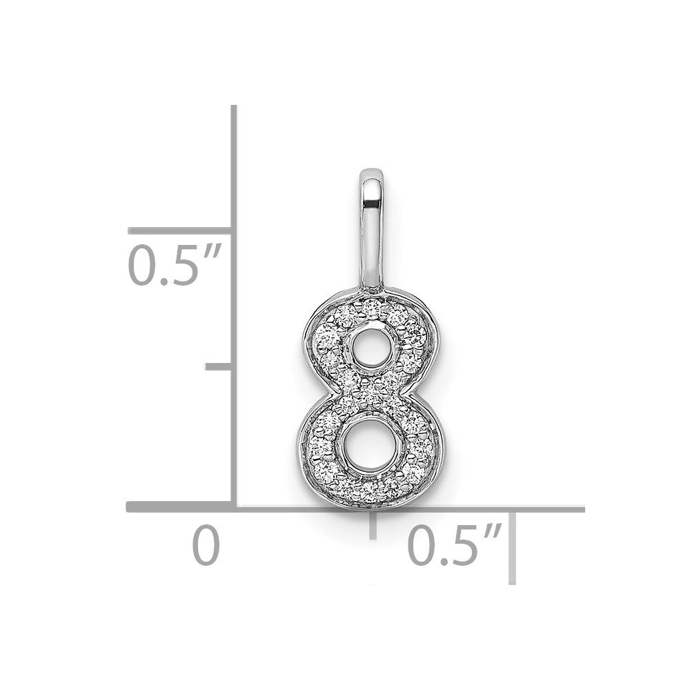 14k White Gold Diamond Number 8 Pendant