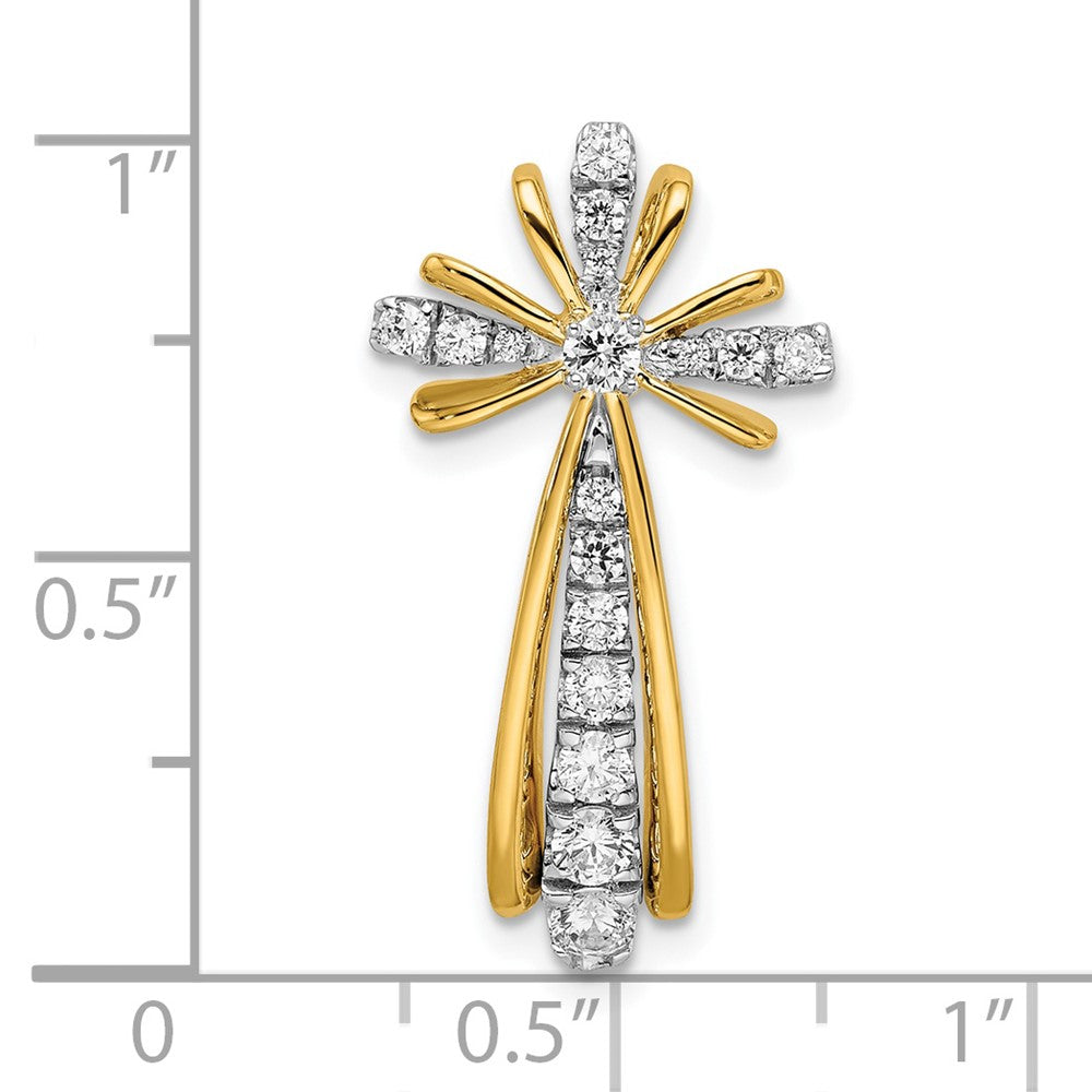 14k Two-tone Polished Diamond Cross