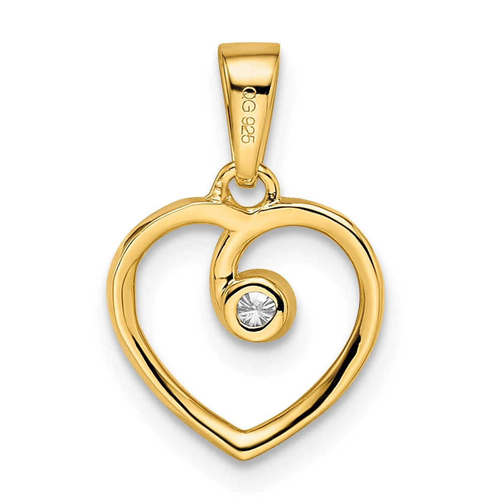 14k Polished Heart Diamond Pendant
