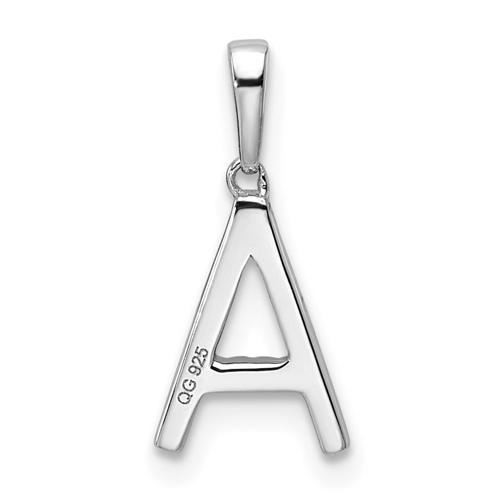 14K White Gold Diamond Letter A Initial Pendant