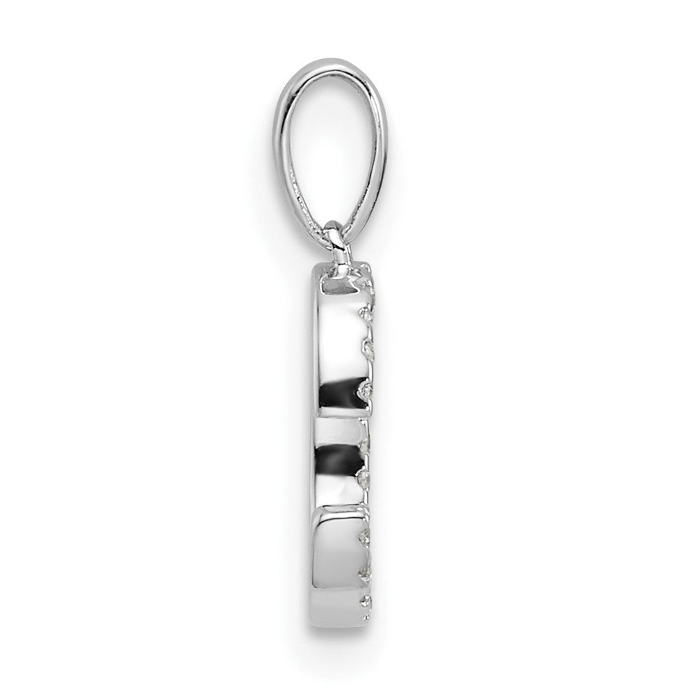 14K White Gold Diamond Letter C Initial Pendant