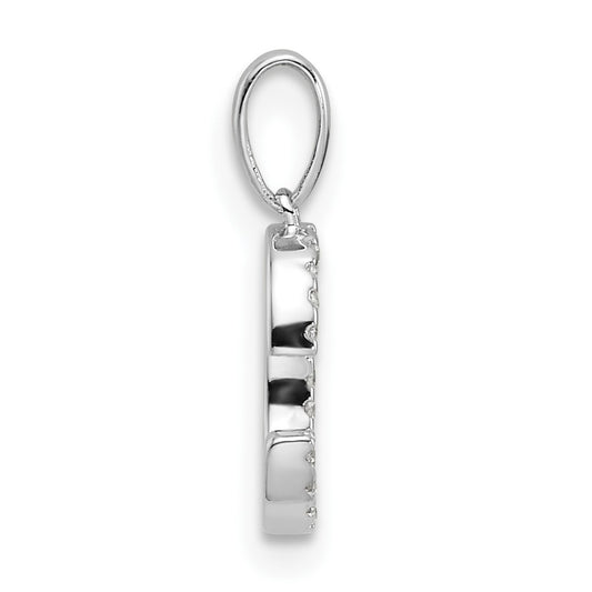 14K White Gold Diamond Letter C Initial Pendant