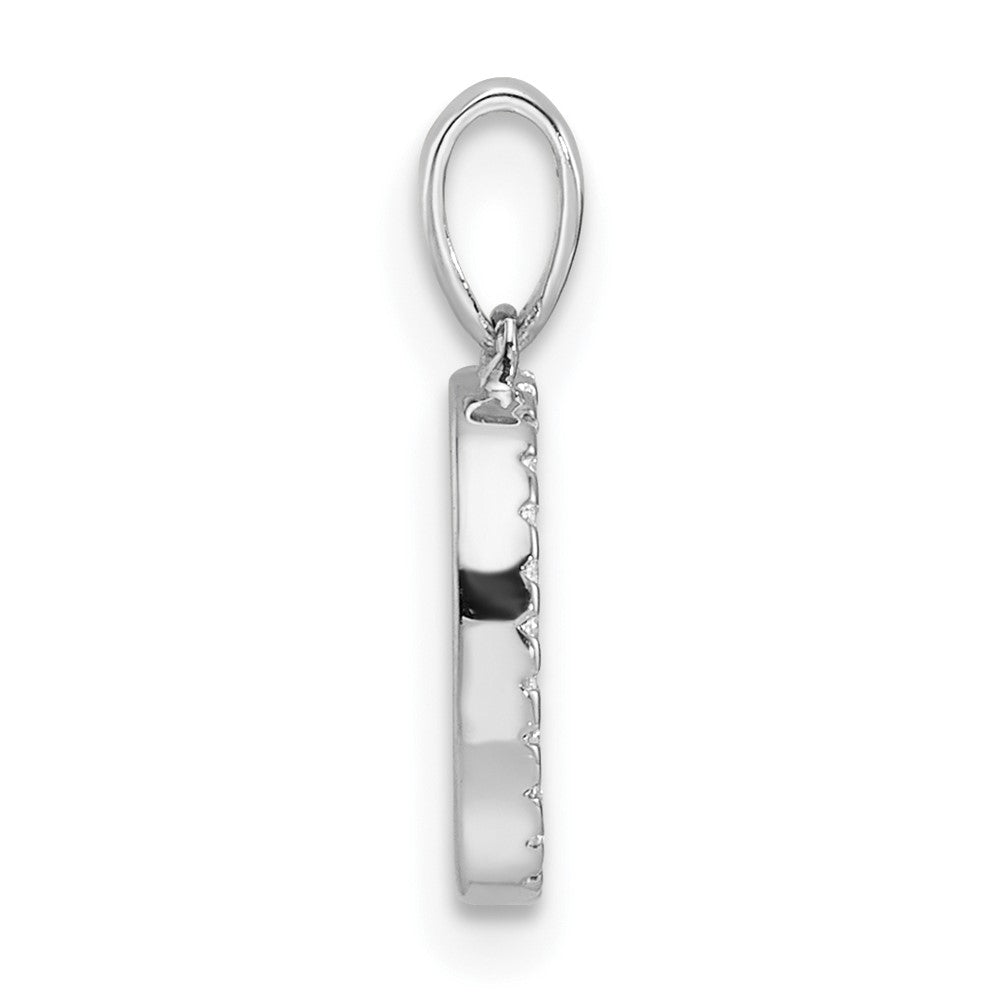 14K White Gold Diamond Letter D Initial Pendant