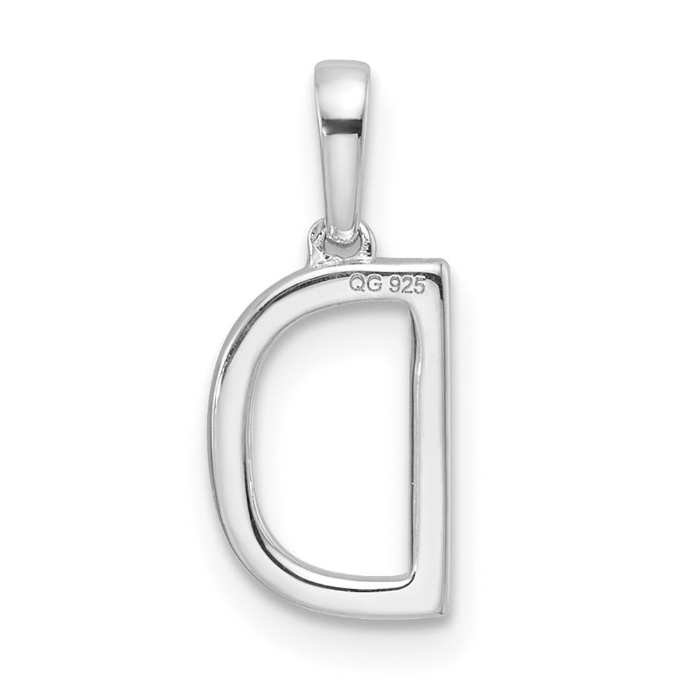 14K White Gold Diamond Letter D Initial Pendant