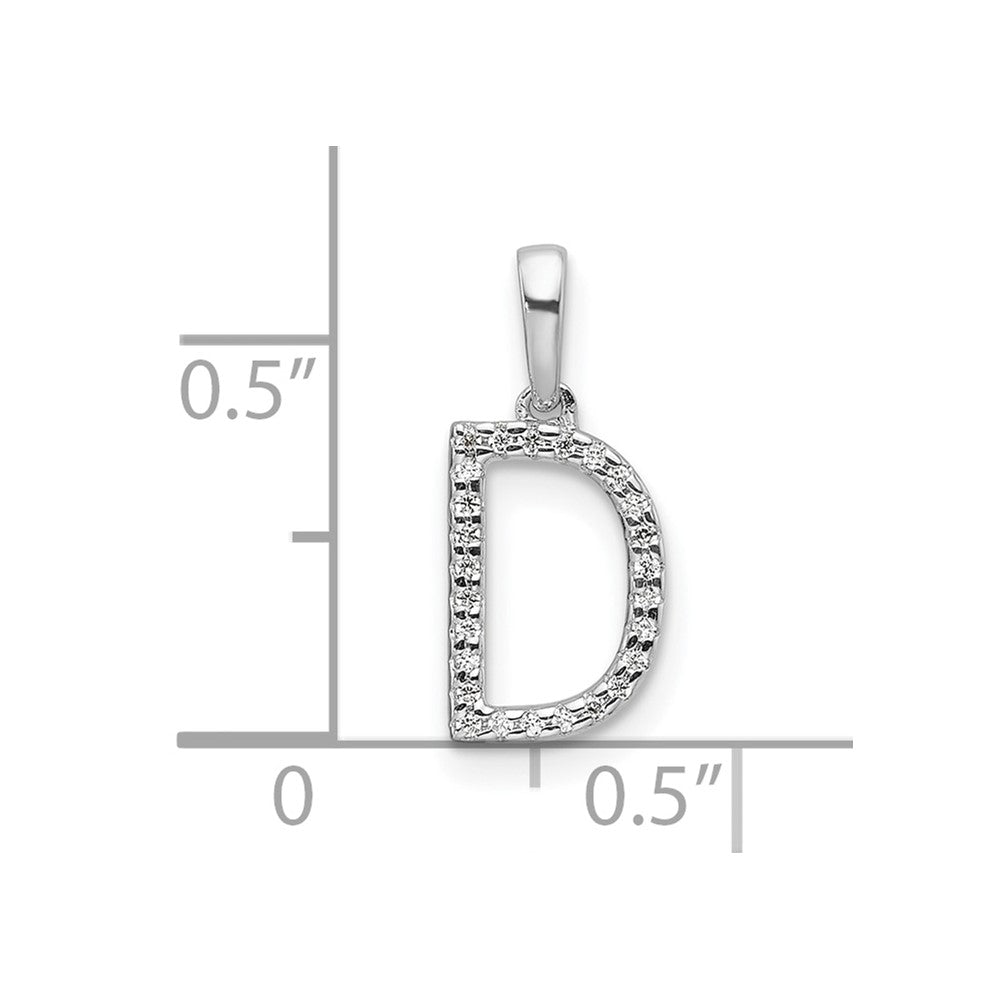 14K White Gold Diamond Letter D Initial Pendant