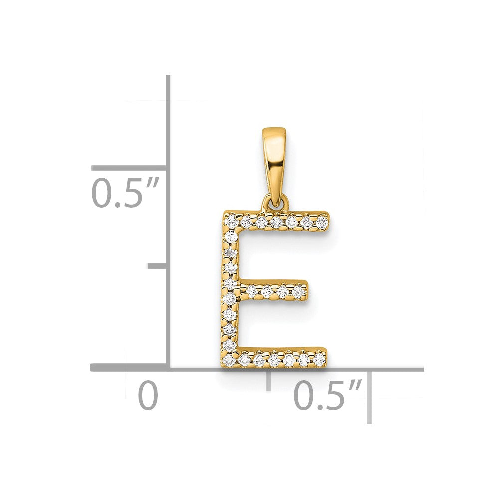 14K Diamond Letter E Initial Pendant