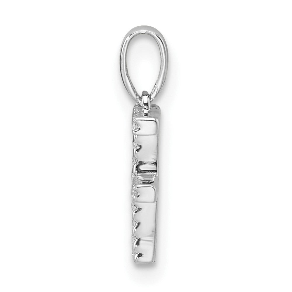 14K White Gold Diamond Letter F Initial Pendant