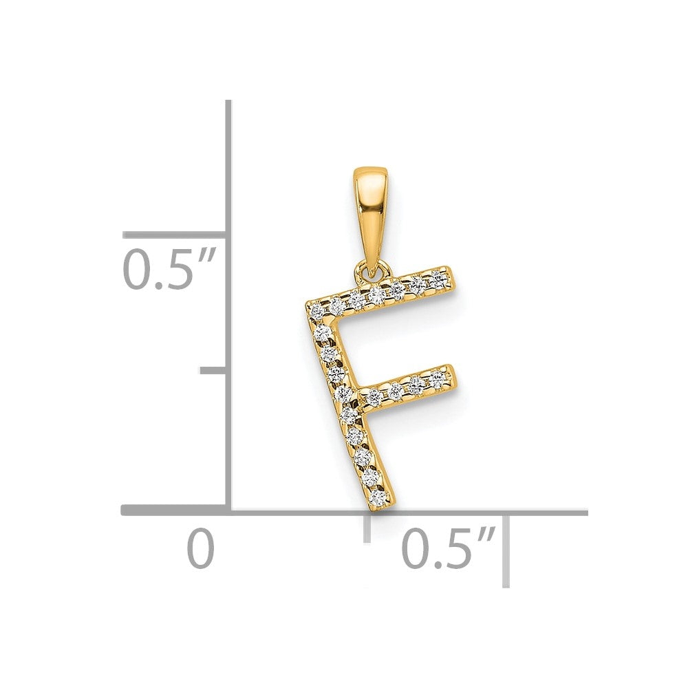 14K Diamond Letter F Initial Pendant