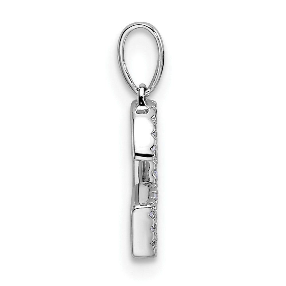 14K White Gold Diamond Letter G Initial Pendant