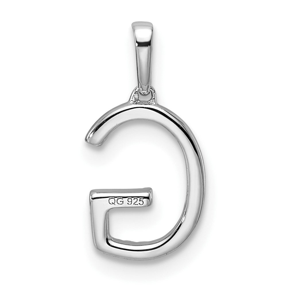 14K White Gold Diamond Letter G Initial Pendant