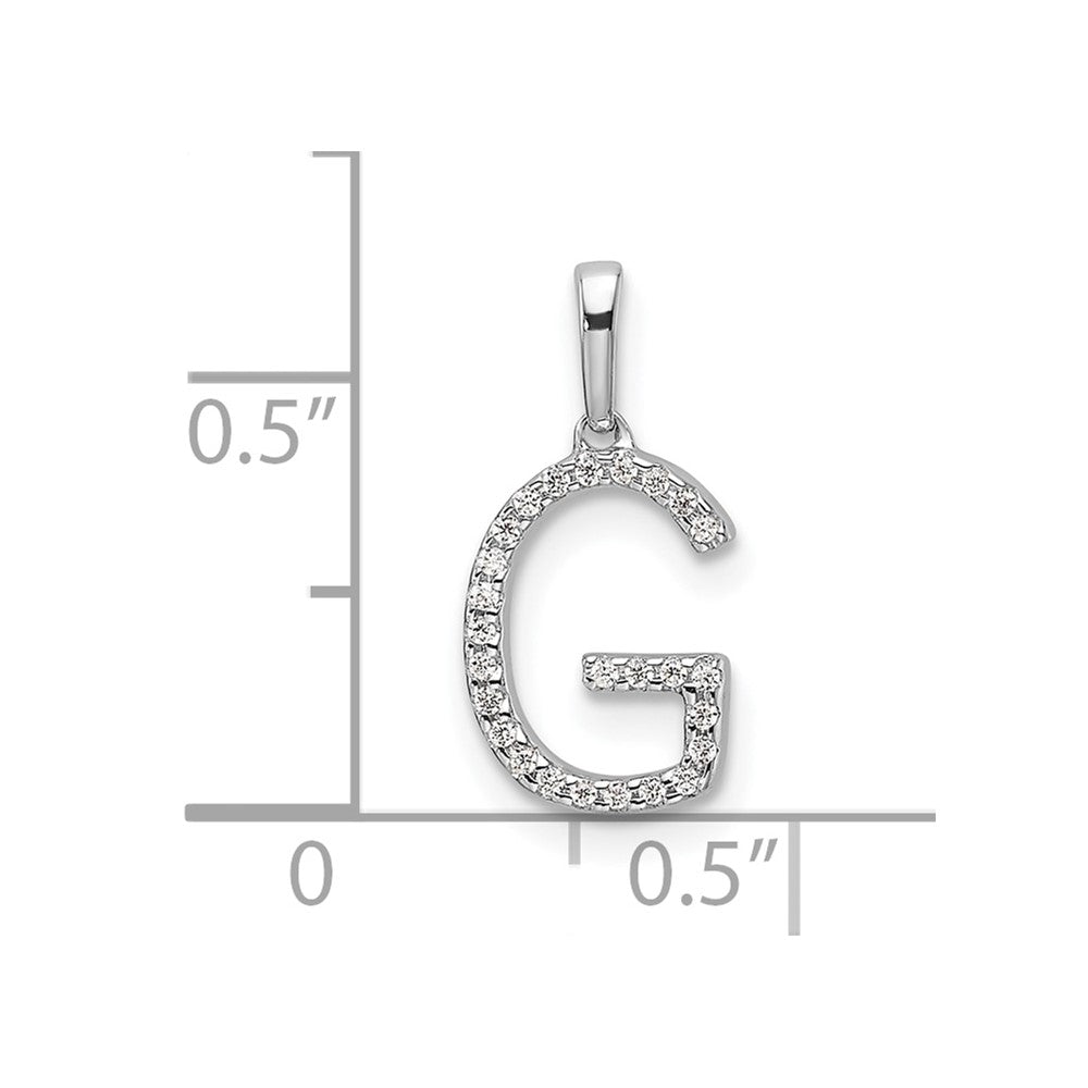 14K White Gold Diamond Letter G Initial Pendant