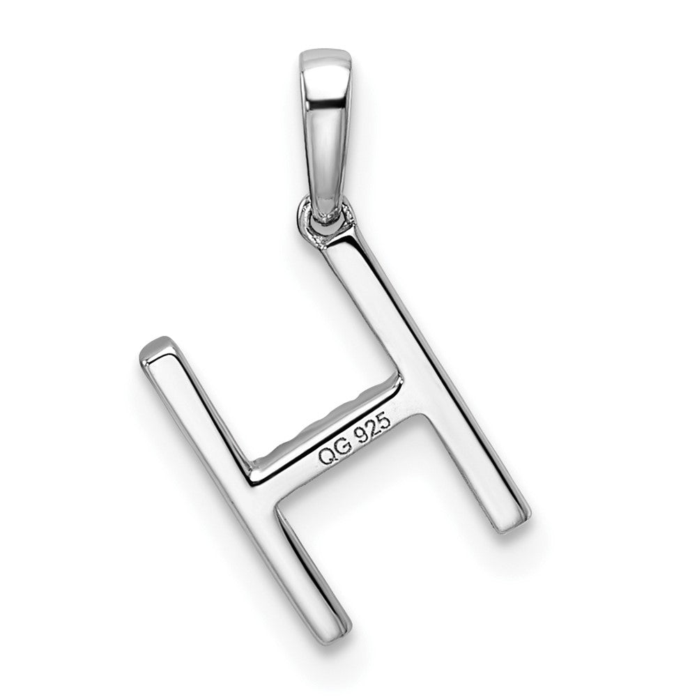 14K White Gold Diamond Letter H Initial Pendant