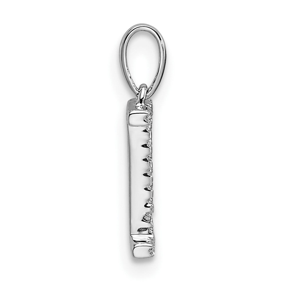 14K White Gold Diamond Letter I Initial Pendant