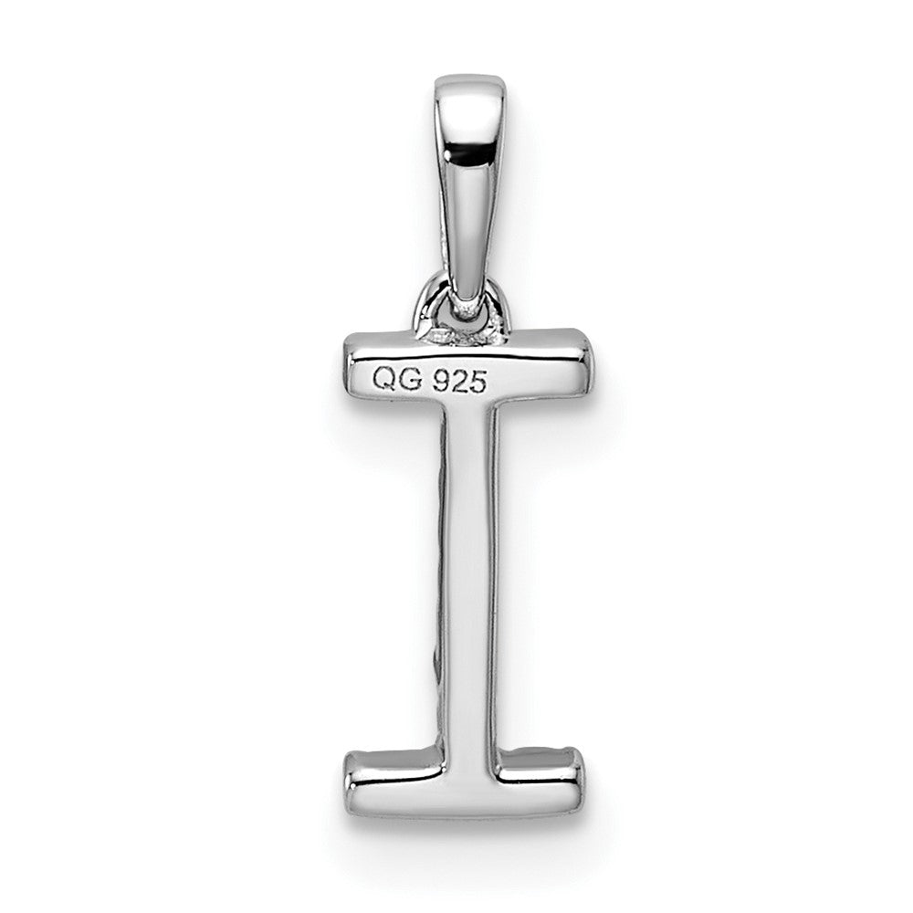 14K White Gold Diamond Letter I Initial Pendant