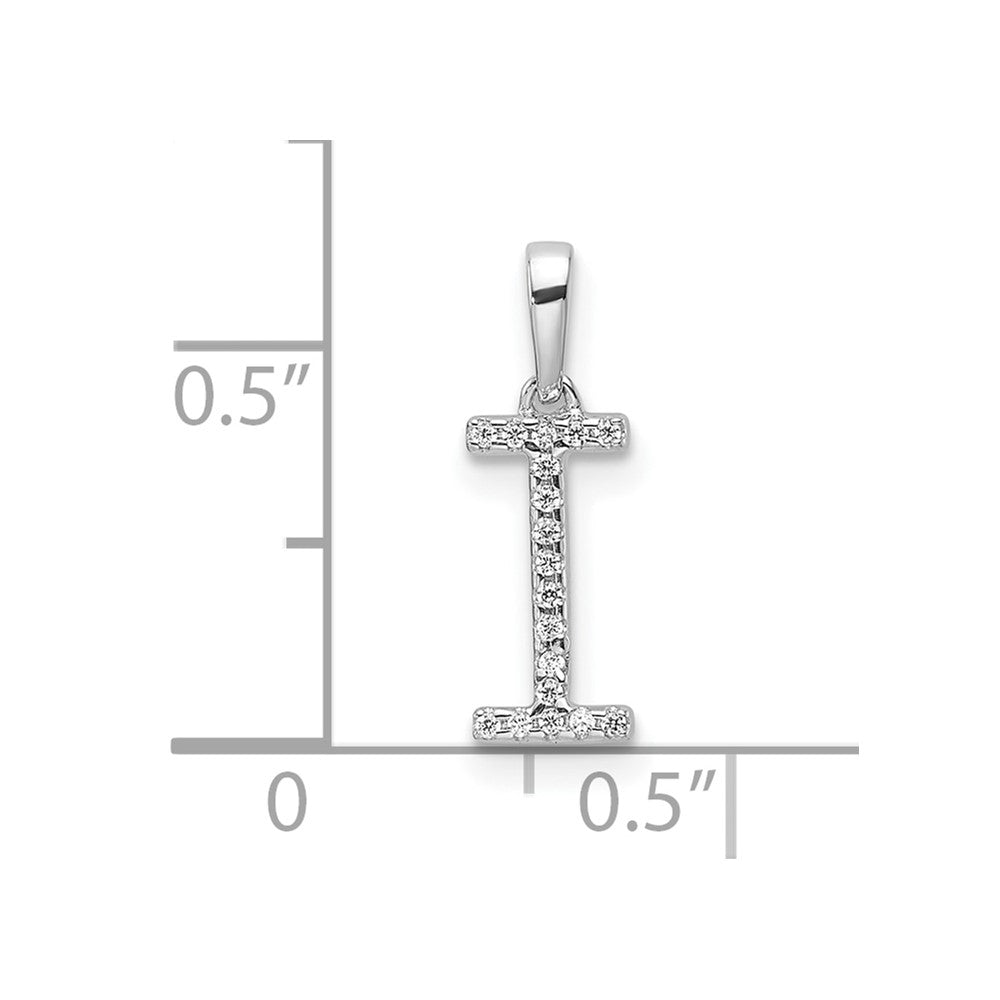 14K White Gold Diamond Letter I Initial Pendant