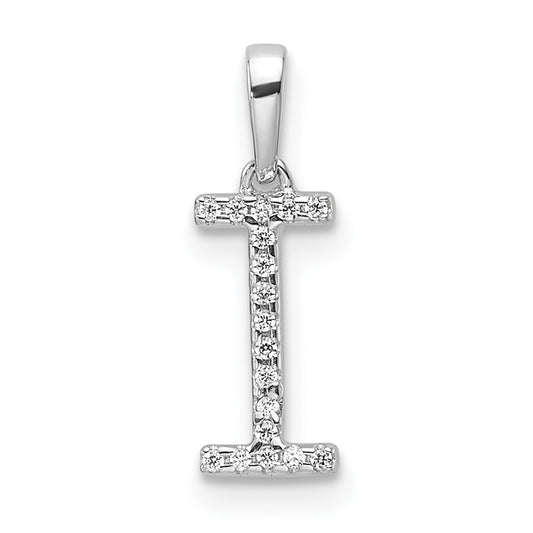 14K White Gold Diamond Letter I Initial Pendant