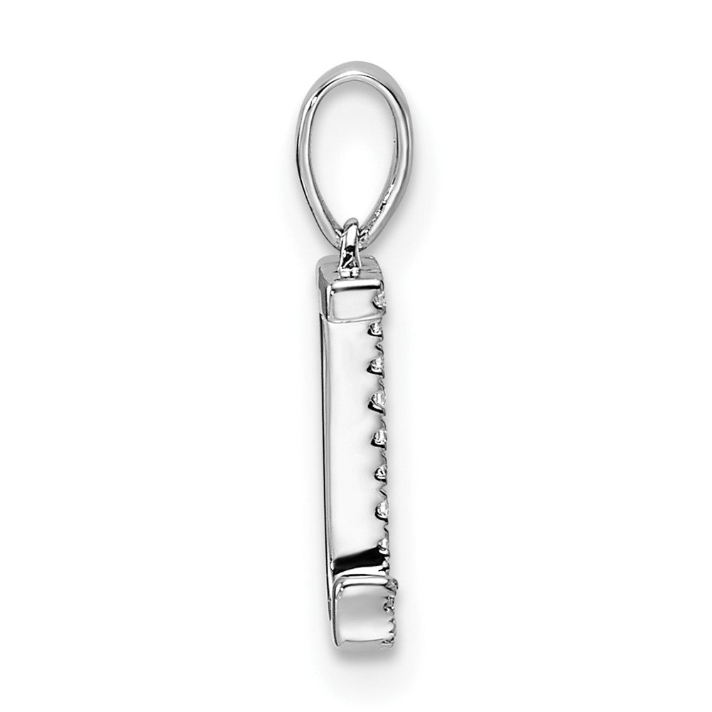 14K White Gold Diamond Letter J Initial Pendant
