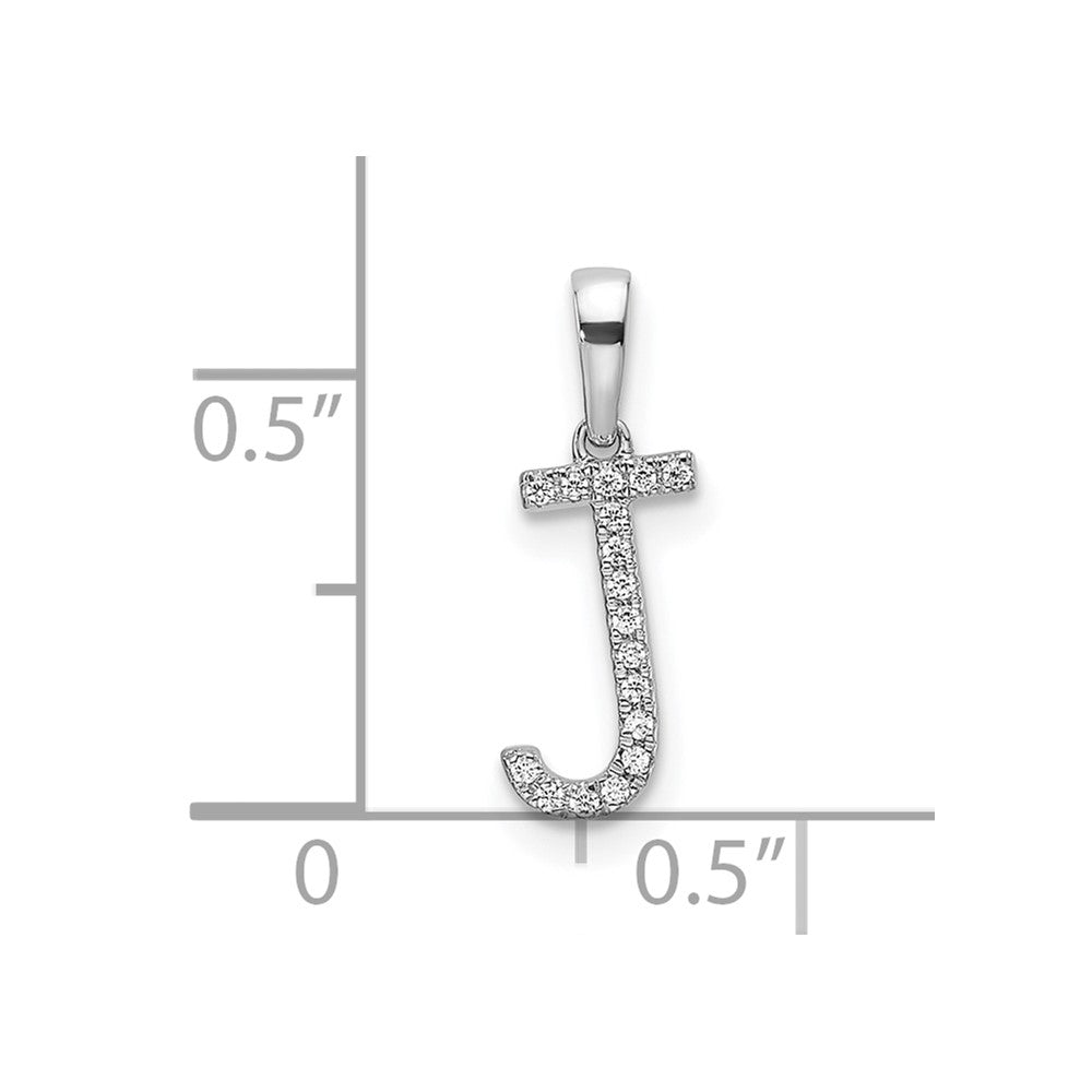 14K White Gold Diamond Letter J Initial Pendant