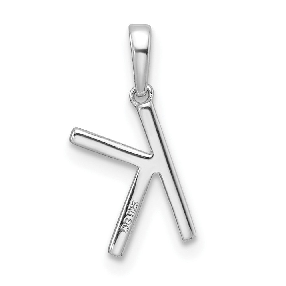 14K White Gold Diamond Letter K Initial Pendant