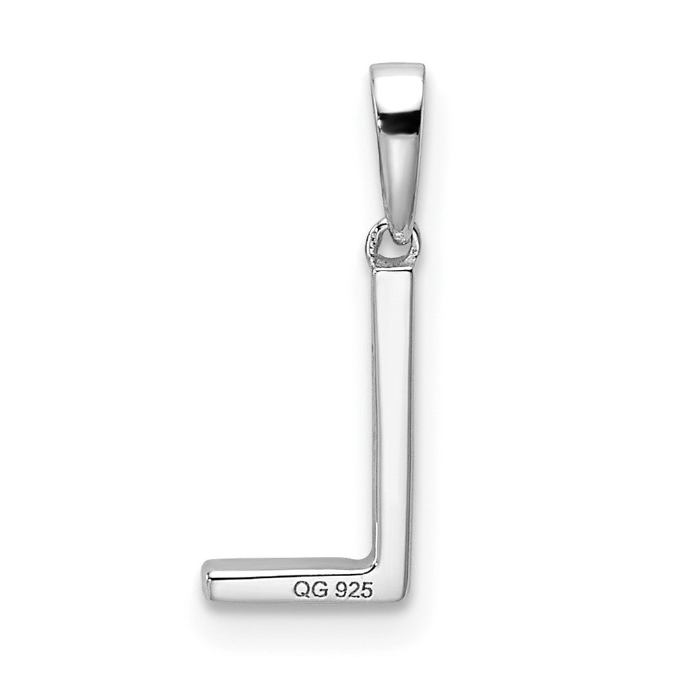 14K White Gold Diamond Letter L Initial Pendant