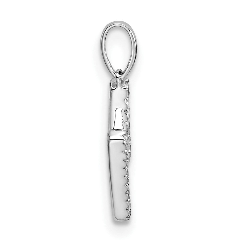 14K White Gold Diamond Letter M Initial Pendant