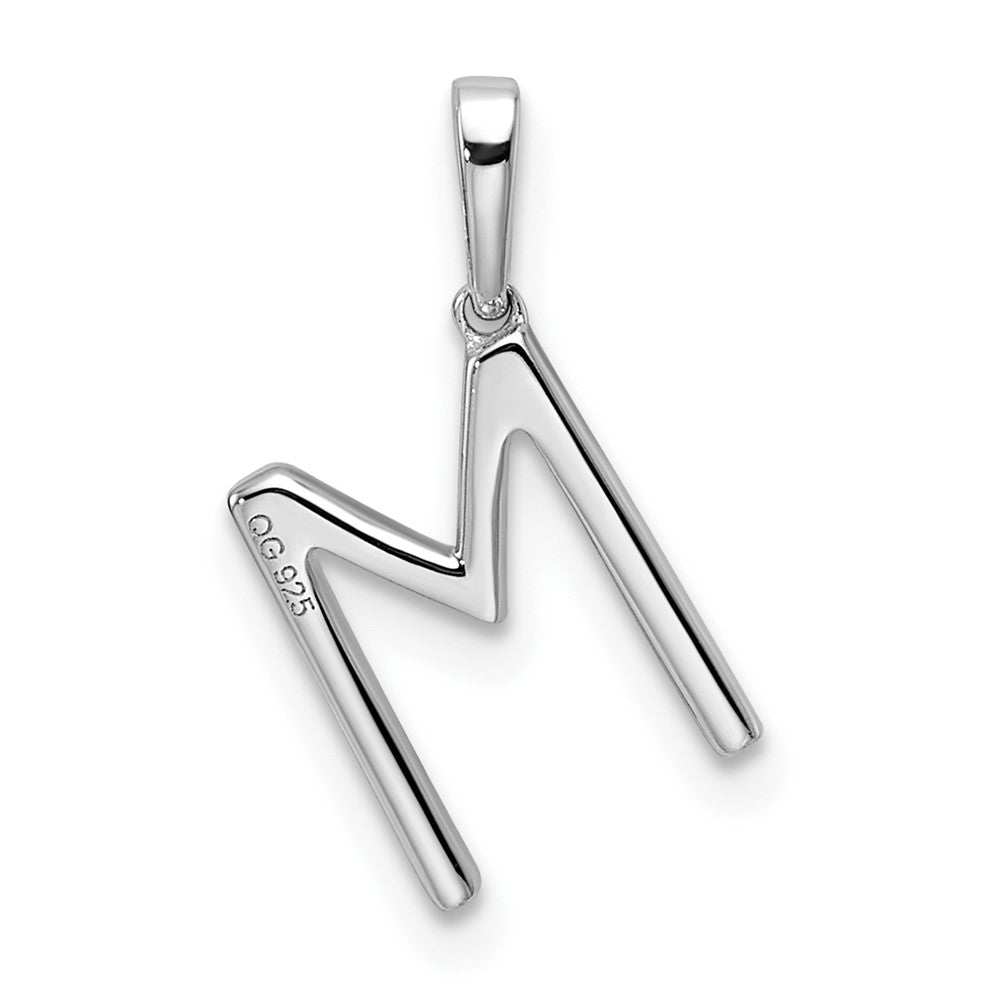 14K White Gold Diamond Letter M Initial Pendant