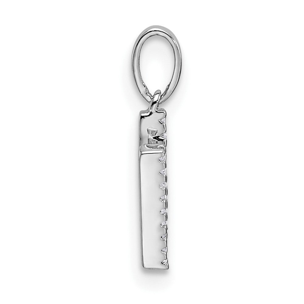 14K White Gold Diamond Letter N Initial Pendant