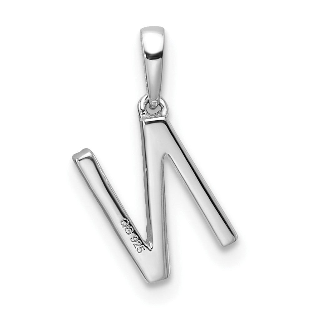 14K White Gold Diamond Letter N Initial Pendant