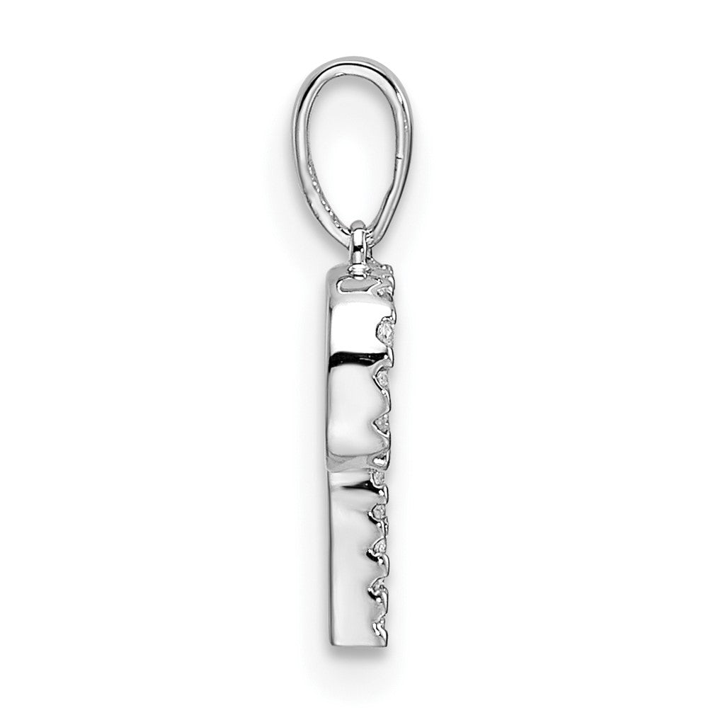 14K White Gold Diamond Letter P Initial Pendant