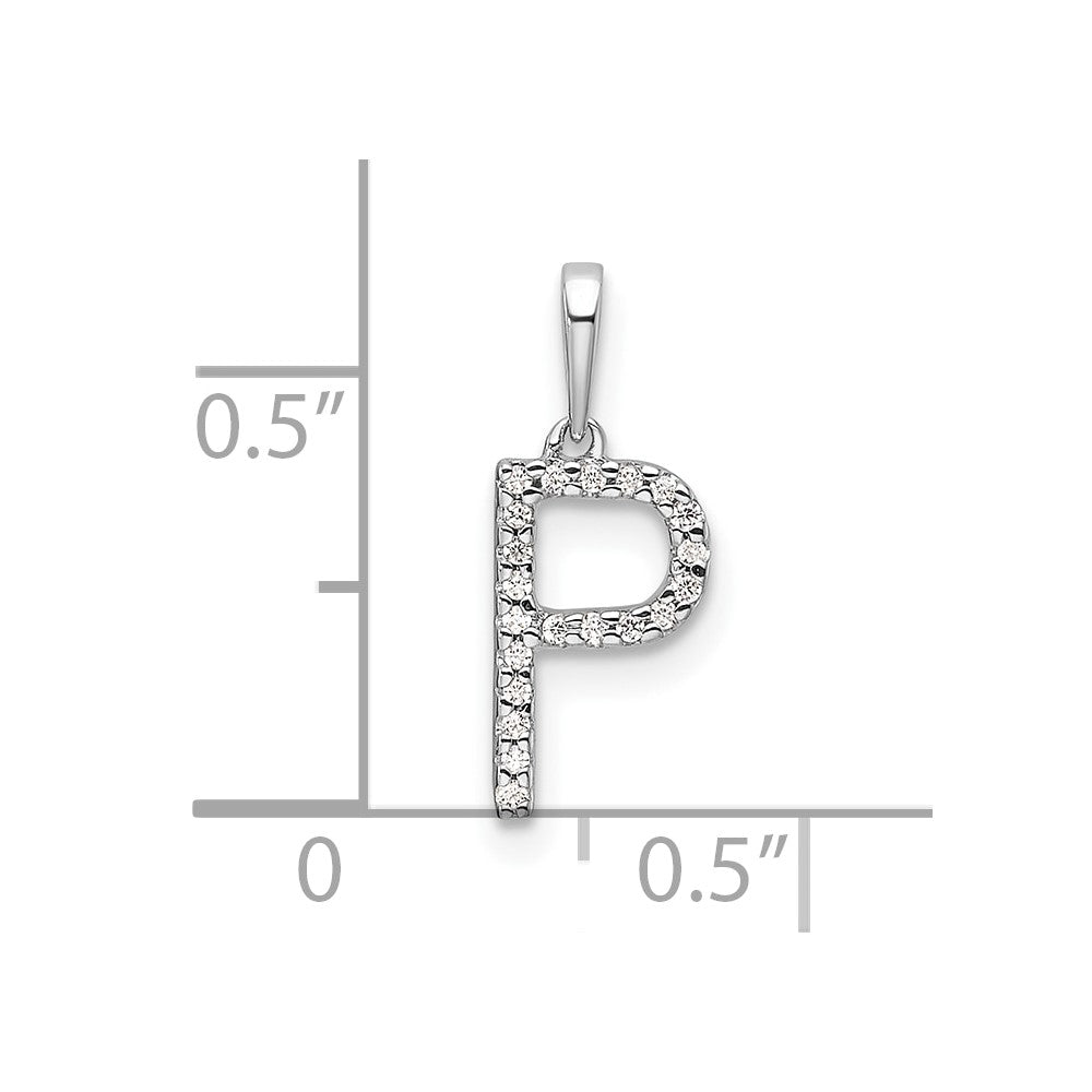 14K White Gold Diamond Letter P Initial Pendant